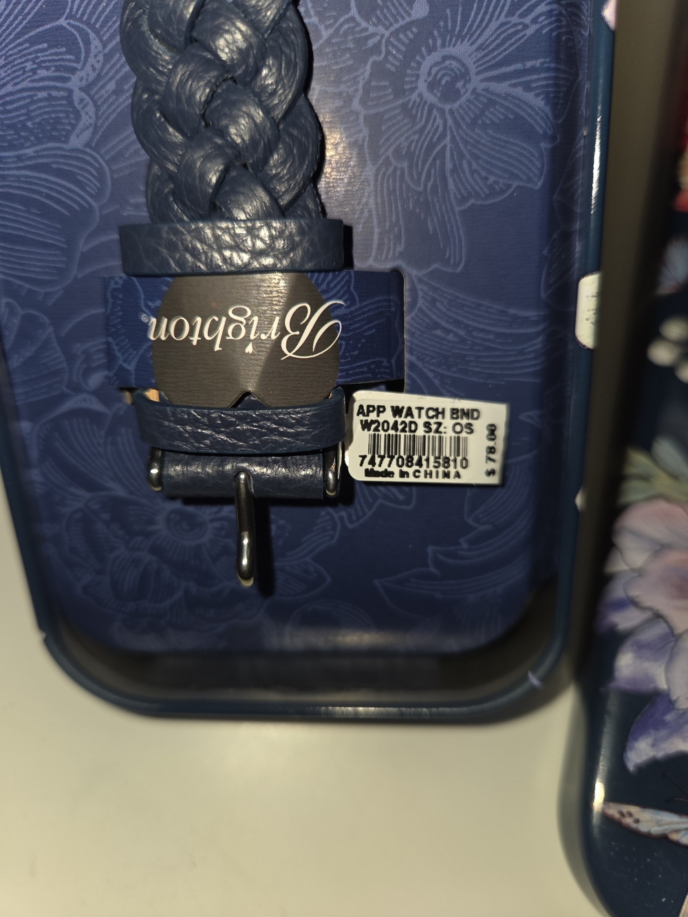 Brighton Sutton Navy Leather Apple Watch Band With Tin New With Tin - Picture 3 of 5